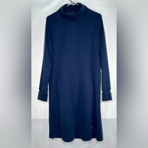 Merrell Navy Sweatshirt Dress Cowl Neck Pockets Ribbed Sides Athleisure‎ Sz M